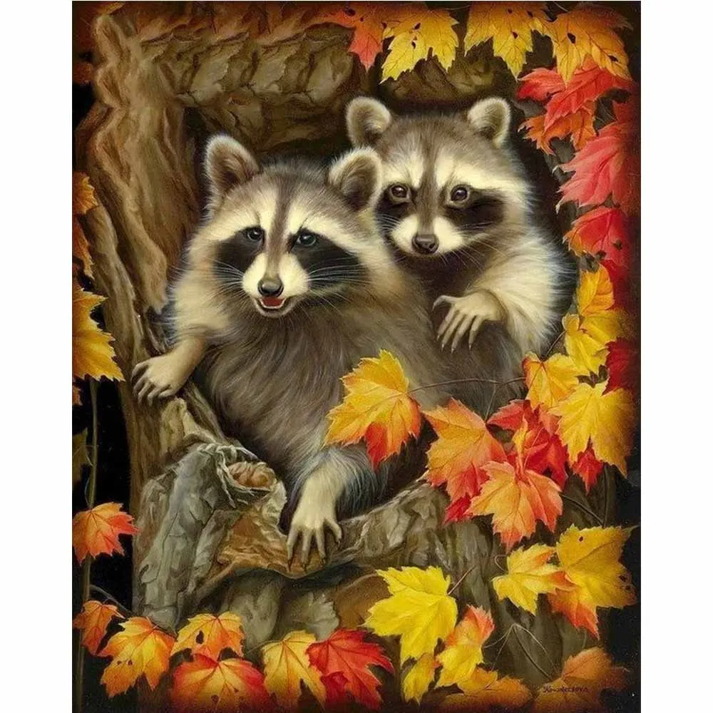 

【stocks】fox in the tree hole diamond painting animal dimaond embroidery full drill diamond painting mosaic full round drill