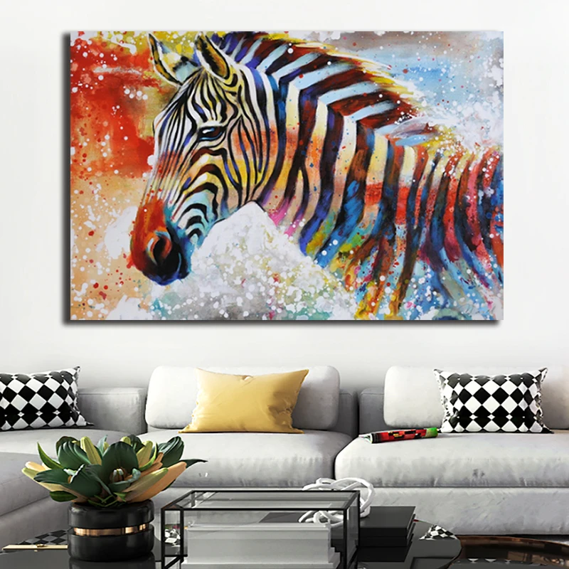 OUCAG одна красочная Зебра животные настенные художественные фотографии