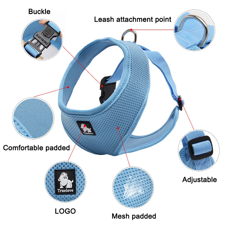Сетчатый регулируемый жилет для собак и кошек Truelove мягкий дышащий маленьких