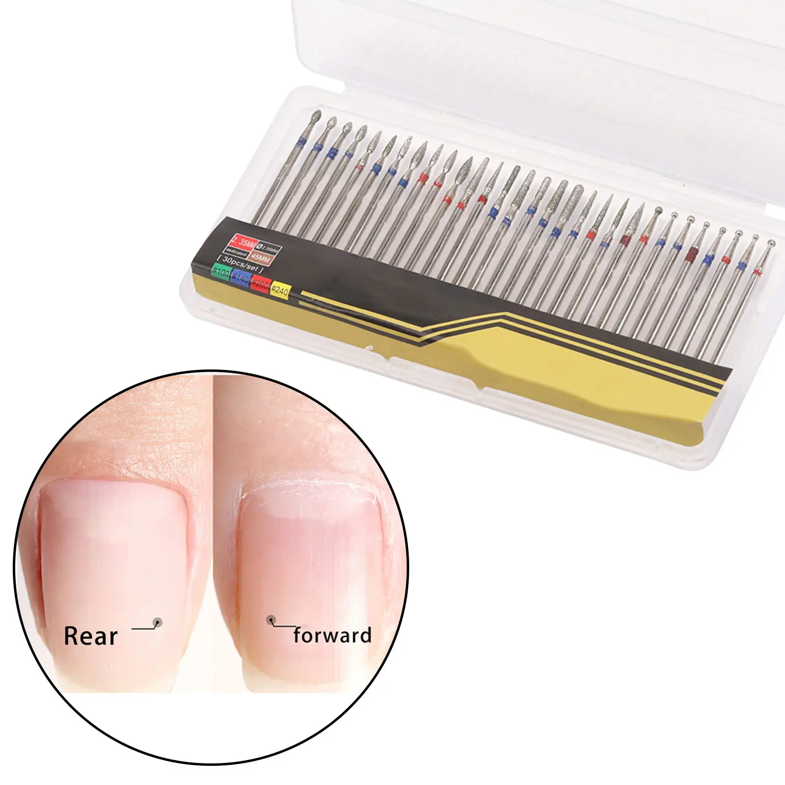 

30 Pieces Nail Drill Bits Tungsten Steel Milling Cutter Bit Set for Remove Manicure Pedicure Home Use Professional
