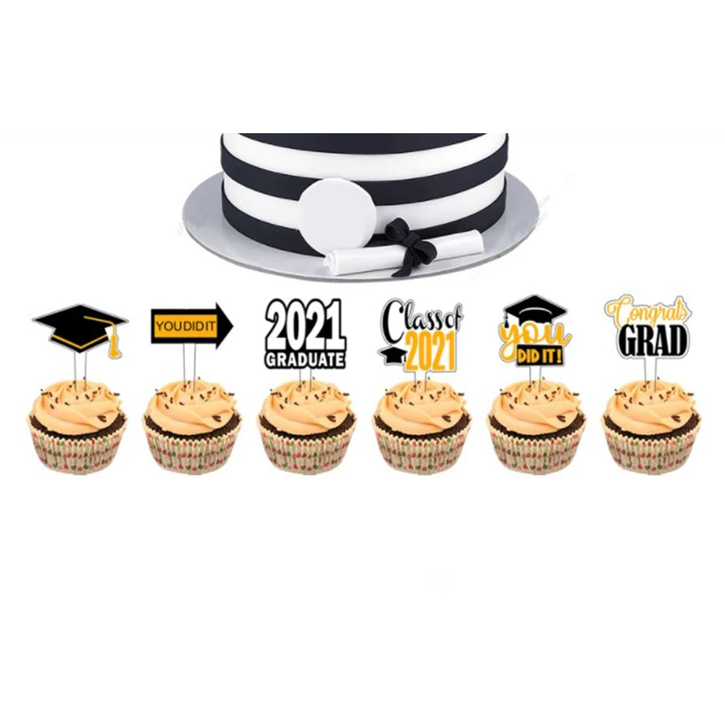 7 шт./компл. выпускная тема торт Топпер декоративный холостяк кепки вставные