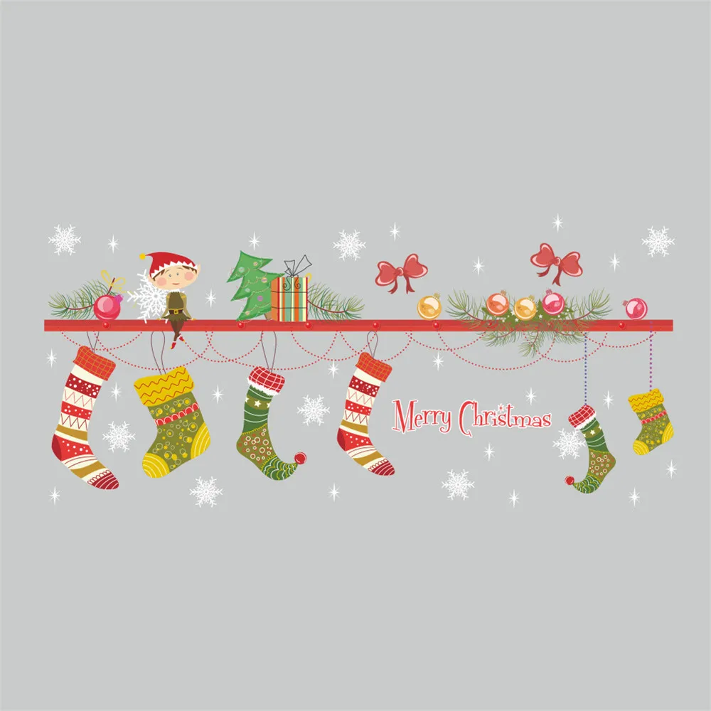 

Removable Christmas window wall stickers bedroom living room glass doors and windows background decoration stickers(30x90cm)