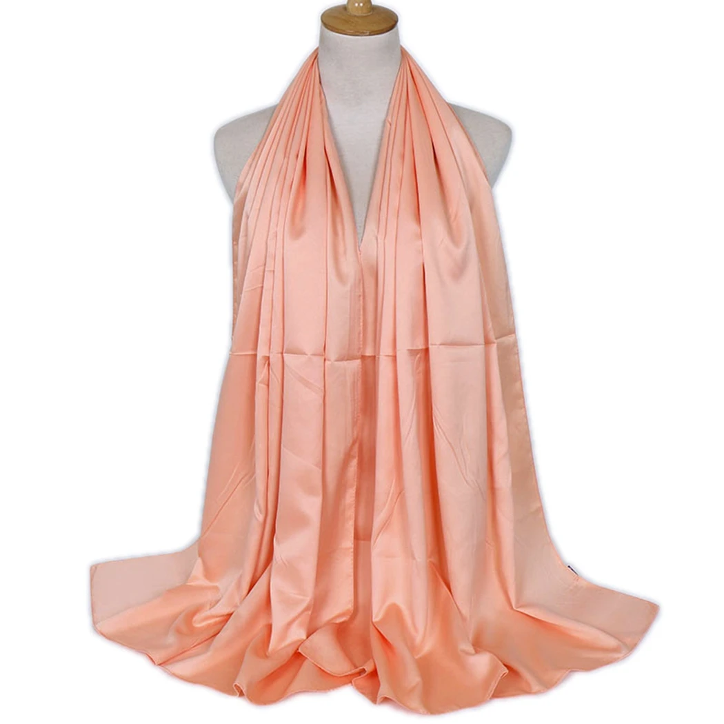 Модные однотонные Цвет хиджаб элегантные волосы шарф из ненатурального шелка