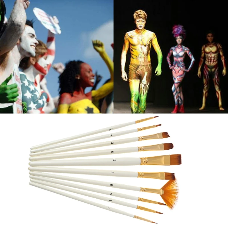 

10pcs Nylon Hair Wooden Handle Watercolor Paint Brush Pen Set DIY Oil Acrylic Painting Art Paint Brushes Direct Transportation