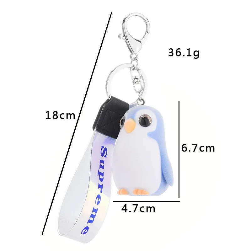 

Kawaii Cartoon Pvc Flocking Penguin Key Chain Mobile Phone Key Chain Ring Parts Gift Christmas Gift Car Pendant