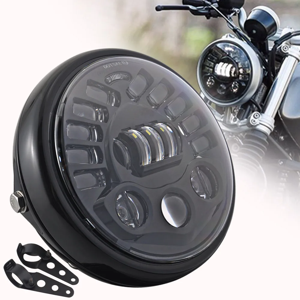 Фара мотоциклетная светодиодная 7 5 дюйма 12 В для Harley Sportster XL Dyna FatBob Cafer Racer Bobber| |