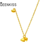 qeenkiss nc5145 fine jewelry wholesale fashion girl birthday wedding gift vintage lotus seed ingot 24kt gold pendant necklace