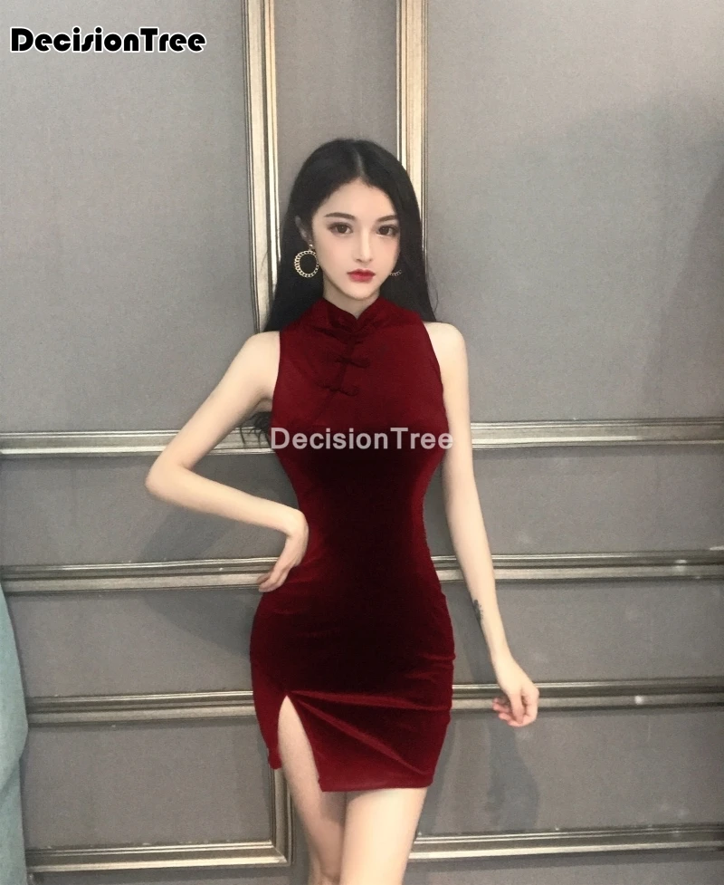 2021 Элегантное Атласное cheongsam китайское улучшенное qipao без рукавов Новинка