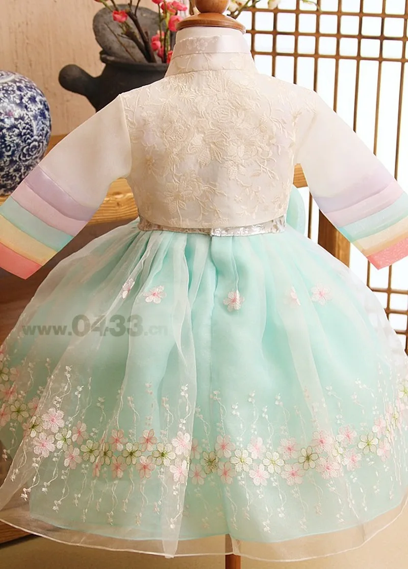 Cute Newly Flower Girl Dresses Wedding Party Dress Korea Traditional Hanbok for Children Tutu Hallowen Unisex Gift |