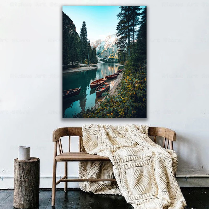 

Forest Snow Mountain Canvas Painting Natural Scenery Canvas Poster Print Wall Art Decor Picture Living Room Home Decoration