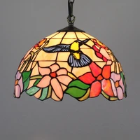 american pastoral creative tiffany colorful glass restaurant chandelier european retro bird lamp 30cm glass lamp