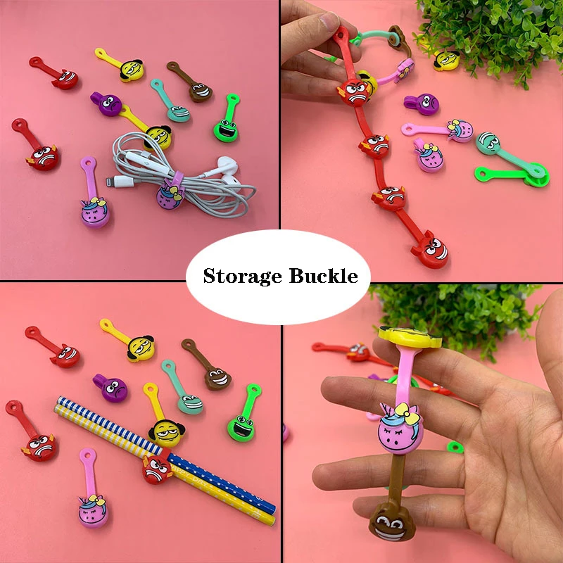 

100pcs Children's Fun Paper Clips Collection Cute Cable Winder Shoelace Finishing Buckle Data Cable Earphone Storage Buckle