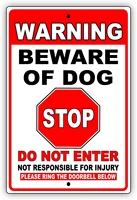 poudbdh warning beware of dog do not enter stop notice unique novelty caution warning aluminum metal sign 8x12