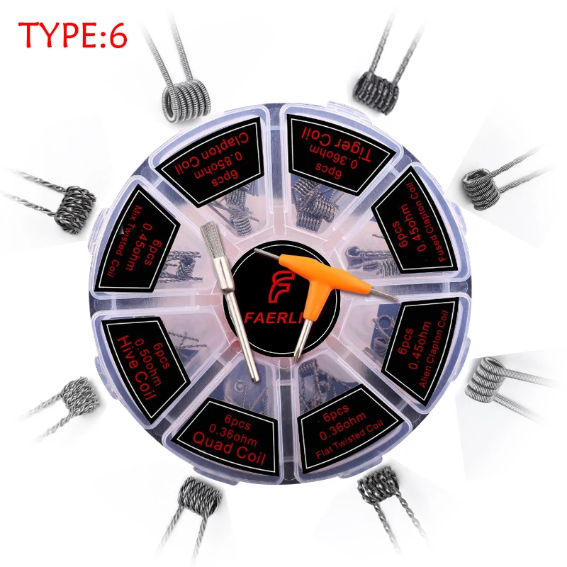 8 в 1 Предварительно Построенная катушка Clapton Alien Hive Quad плоский витой плавленый нагревательный провод для Vape DIY Готовые катушки fireluke сетки