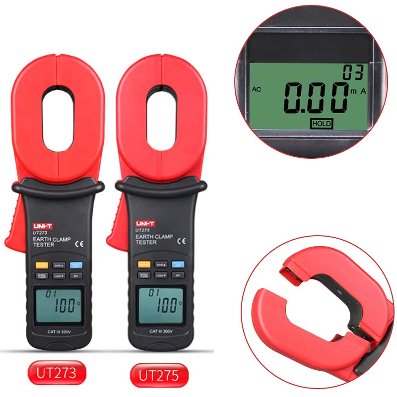 

Digital Clamp Earth Ground Tester Resistance Meter UNI-T UT275 UT273 Leakage Current Auto Range Data Storage Resistance Alarm