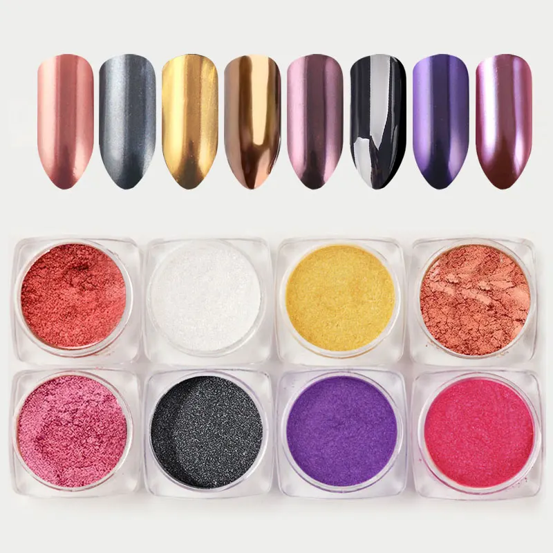 Металлический жемчужный матовый акриловый порошок для ногтей Блестки