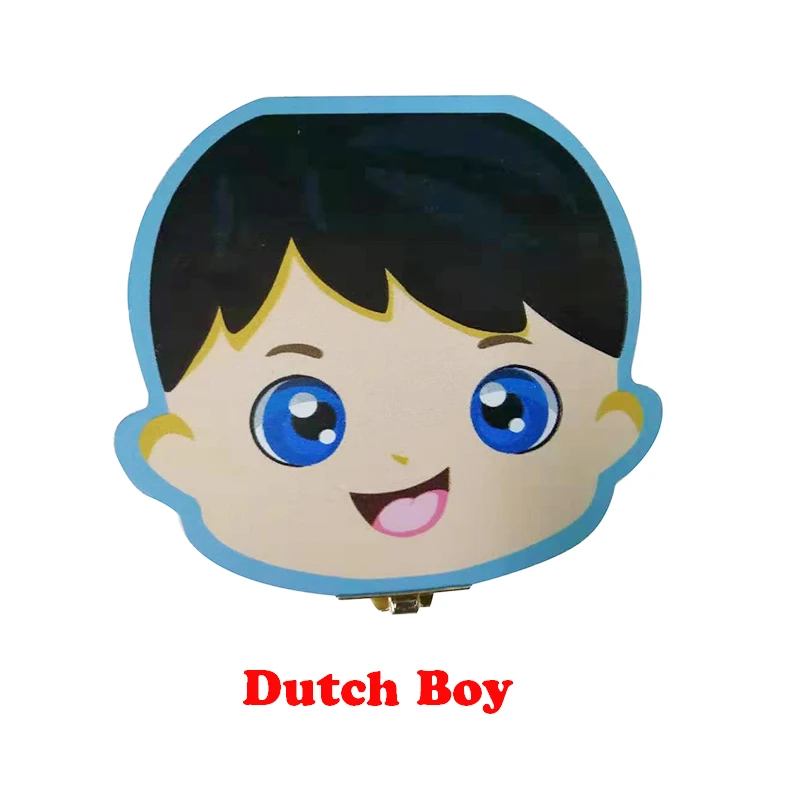 Dutch Boy Деревянный Детский ящик для зубов английский/испанский/португальский молочные зубы пуповины органайзер для хранения мальчиков и девочек сувенир чехол подарки для детей - Цвет: Dutch Boy