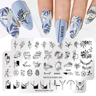 Трафареты NICOLE DIARY для стемпинга ногтей, прямоугольные пластины из нержавеющей стали с изображением персонажей растений, трафареты для дизайна ногтей, печатный инструмент