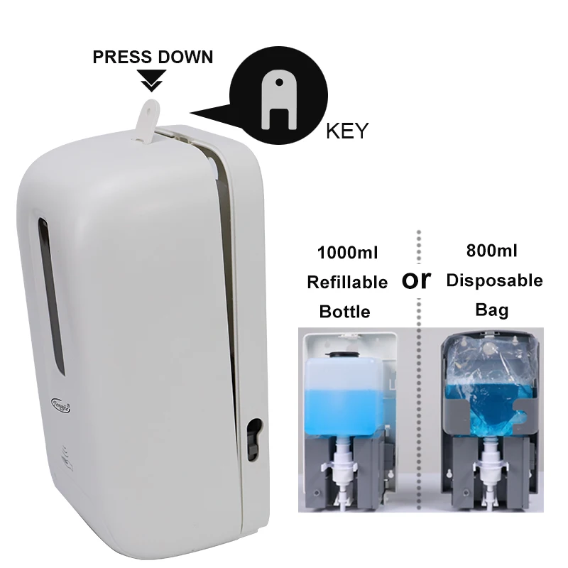 

Hot sales Plastic Large Volume Touch Free Auto Sensor Hygienic Alcohol Sanitizer Dispenser
