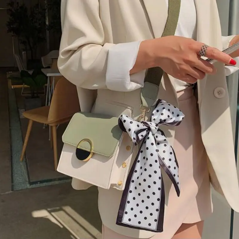 

Ribbon Bow Contrast color Leather Crossbody bag Fashion New Quality PU Leather Women Handbag Lock Shoulder Messenger Bag Z-260