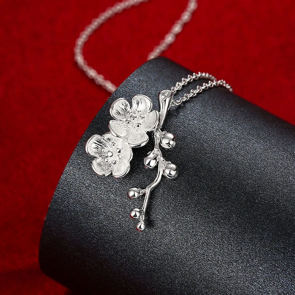

INALIS Exquisite Beautiful One Plum Shaped Necklace Silver Color Necklaces For Women Jewelry Gift New Arrival Best Selling