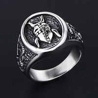 vintage gothic stainless steel beetle signet ring punk biker ring men fashion personal charm jewelry drop shipping