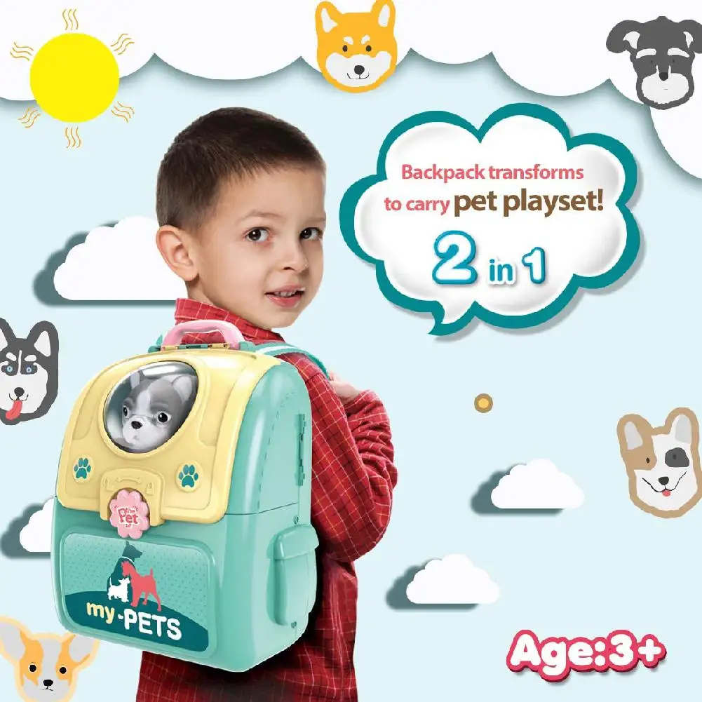 Kids Pet Grooming Care Toy Set Backpack Doctor Pretend Play Preschool Pre-Kindergarten Toys for Boys Girls Simulation Box | Игрушки и