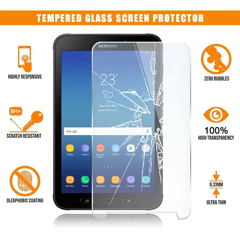 

For Samsung Galaxy Tab Active 2 LTE Tablet Tempered Glass Screen Protector 9H Premium Scratch Resistant Film Cover