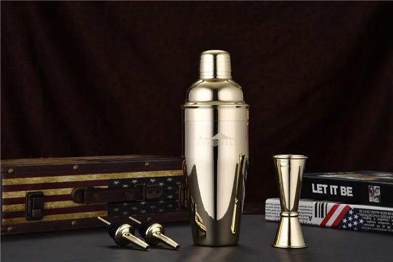 Премиум 4 шт шейкер набор: 750 мл (24oz) Cobbler 25/50 (1/2oz) Джиггер и 2 Pourers в 18/8 нержавеющей