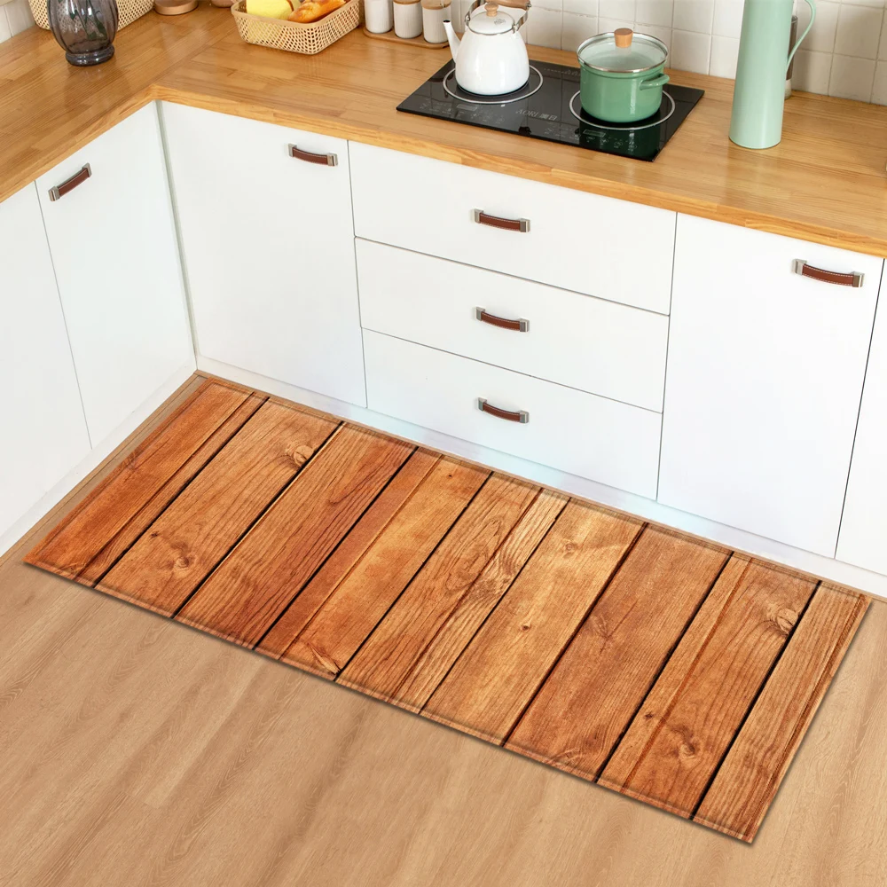 

Marble Kitchen Carpet Absorbent Mat Doormat for Entrance Door 3D Wood Grain Pattern Bedroom Hallway Long Floor Mat Anti-Slip Rug