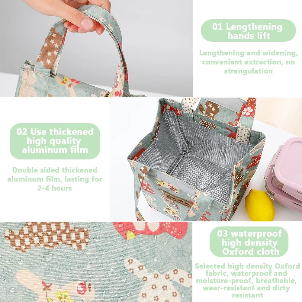 

New Cooler Lunch Bag Fashion Cute Cat Multicolor Bags Women Waterpr Hand Pack Thermal Breakfast Box Portable Picnic Travel Bags