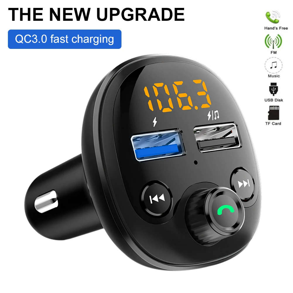 

Car FM Transmitter Wireless Bluetooth-Compatible MP3 Player Handsfree Call Car Kit Dual USB Charger With Display Car Accessories