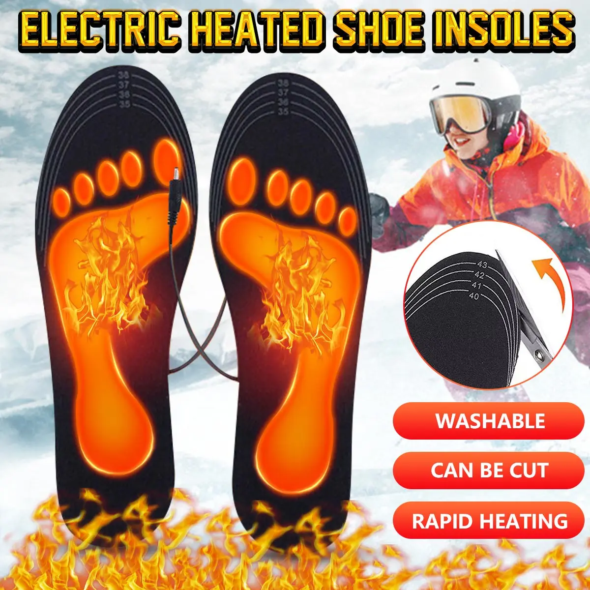 

USB Heated Shoe Insoles Electric Foot Warming Pad Feet Warmer Sock Pad Mat Winter Outdoor Sports Heating Insole Winter Warm