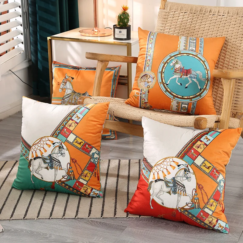 

The Dutch Velvet Pillowcase Bronzing Square Cushion Covers Geometric Decorative Pillow Cover Throw Pillow Case Home Decor Sofa