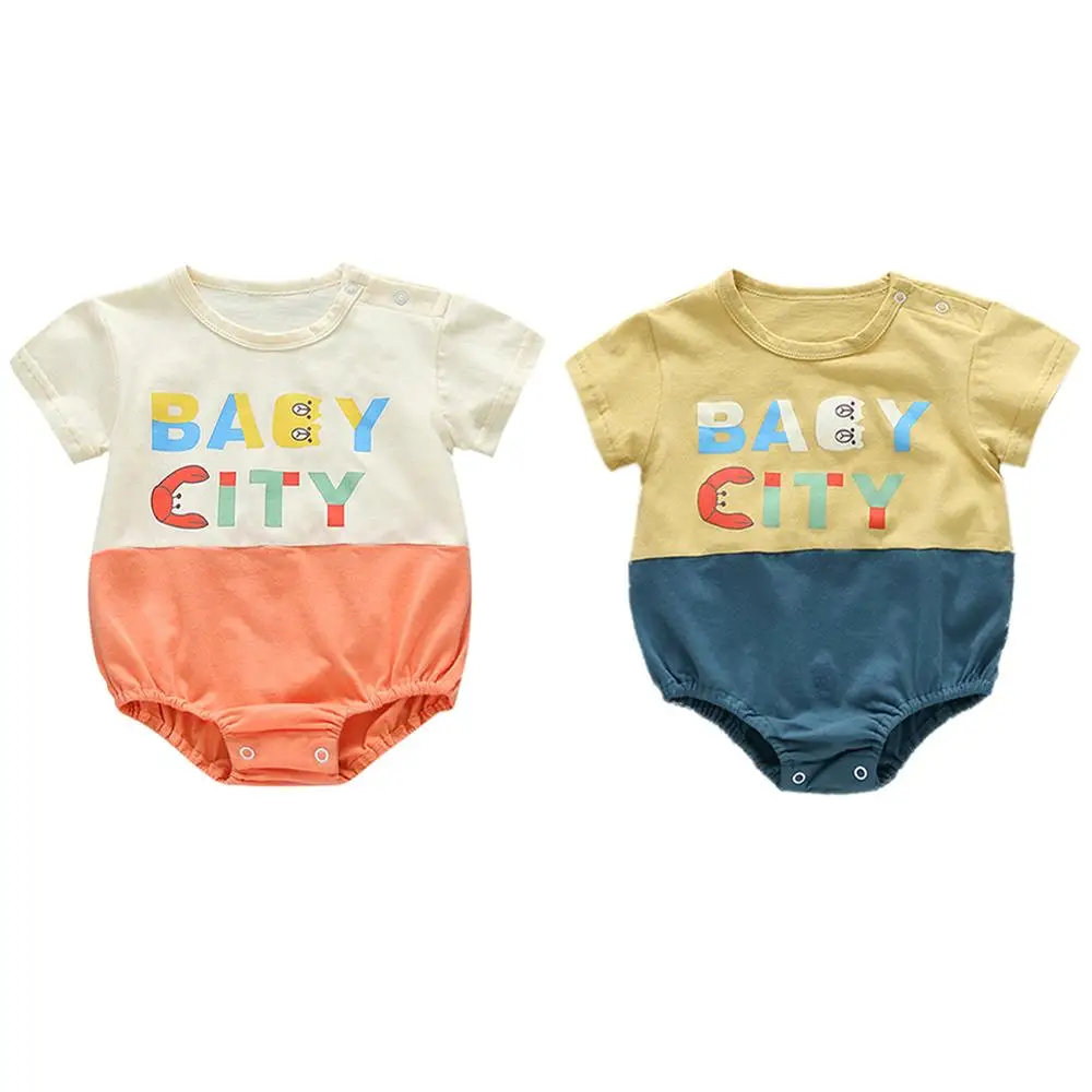

Spring Summer Baby Boys Girls Short Sleeve Cotton Letter Bodysuit