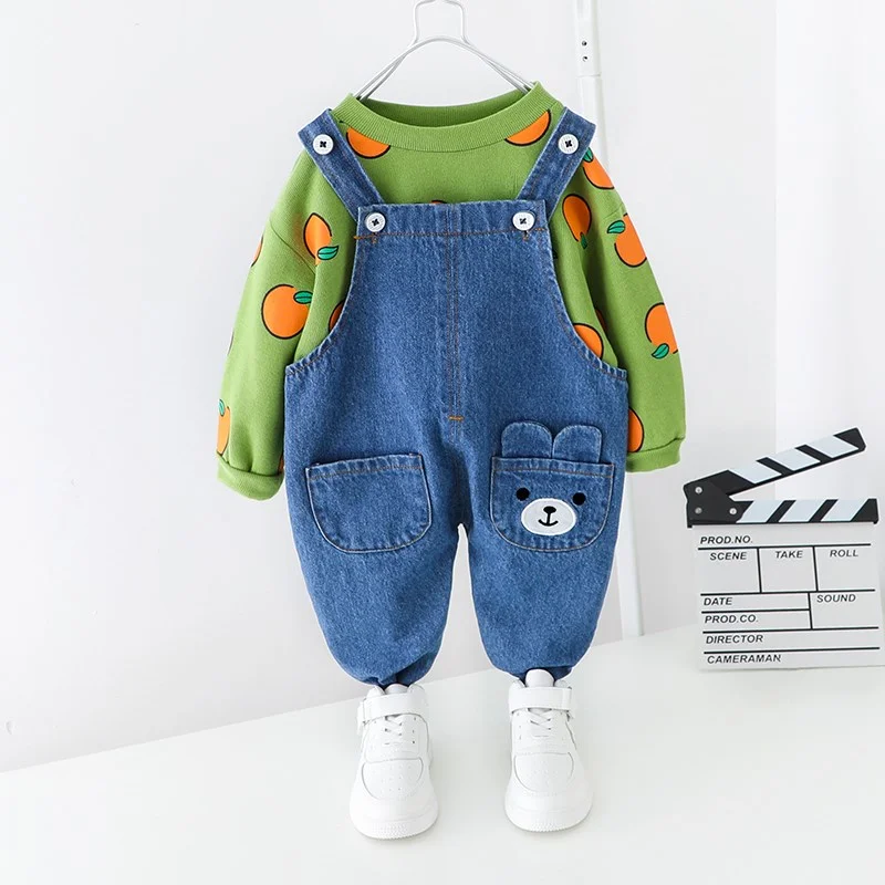 Детская модная одежда на весну и осень футболка с мультяшным рисунком для