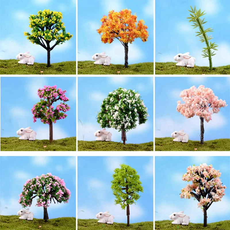 Миниатюрные миниатюрные фигурки для сада 1 шт. пластиковые сакуры с деревьями