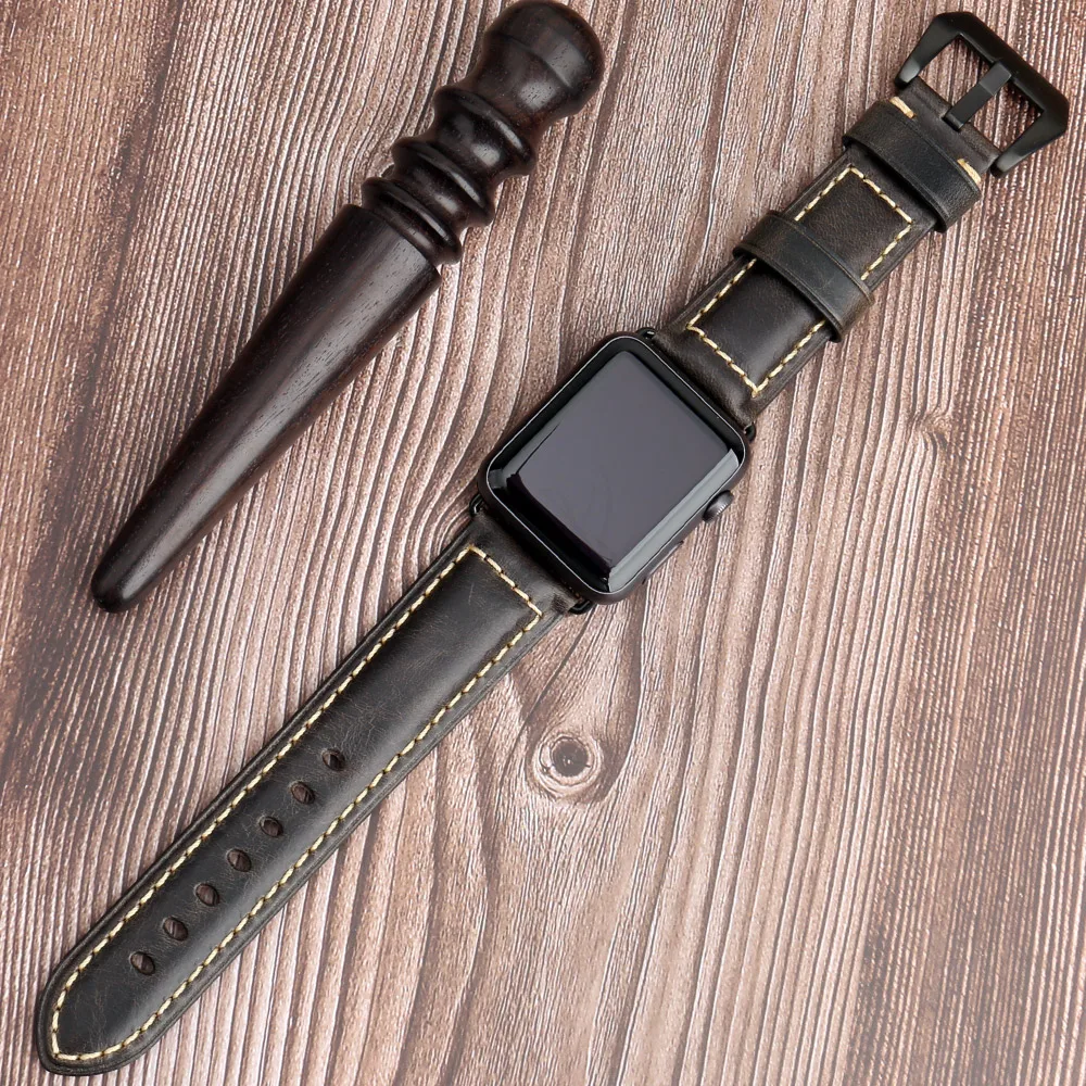 MAIKES ремешок для часов из натуральной кожи Apple Watch 38 мм 42 серия 5 4 3 2 1 44 40 6 цветов