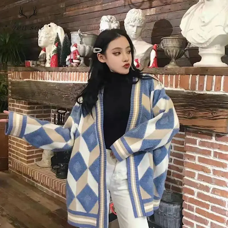 Повседневный женский кардиган свитер с v-образным вырезом однотонный Свободный