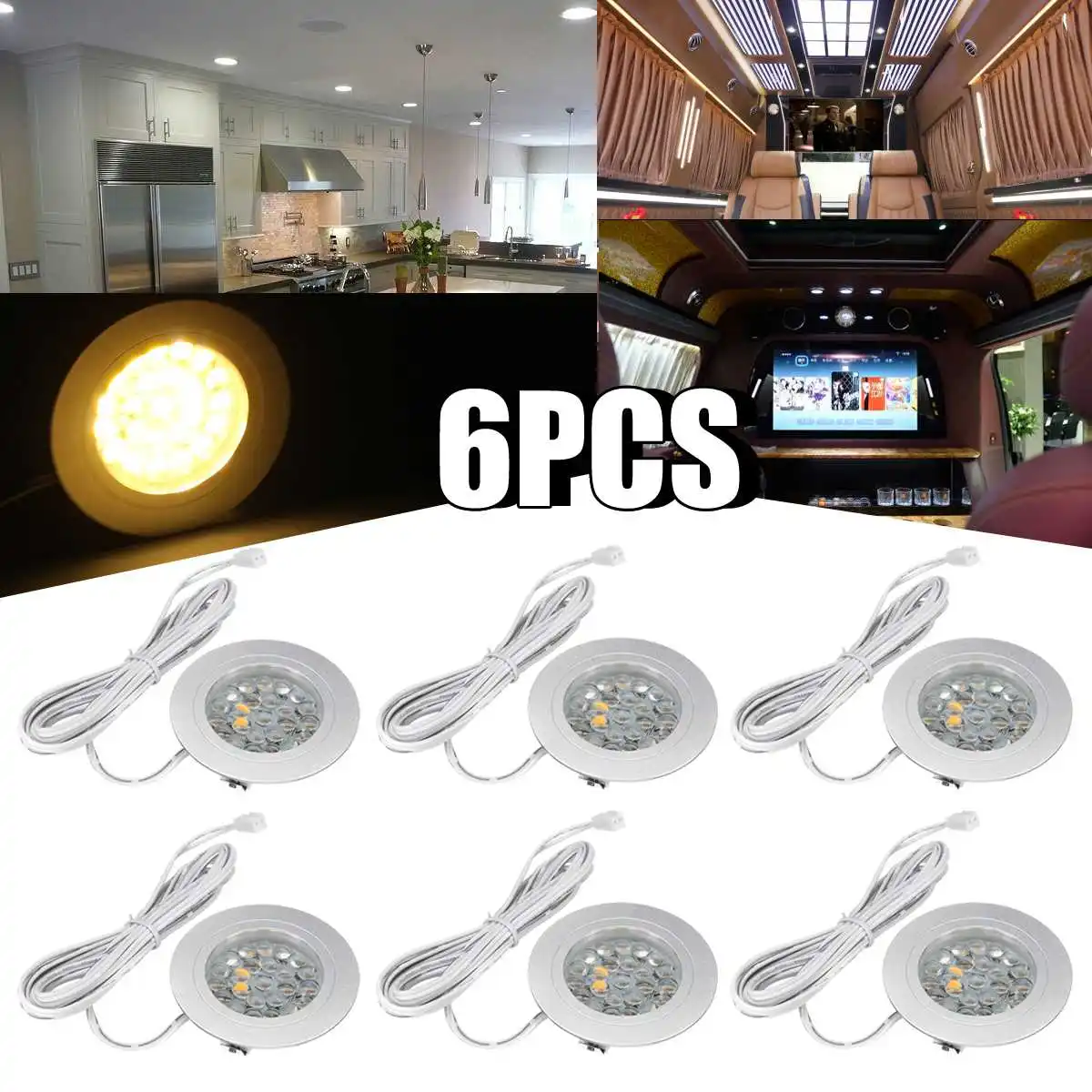 

6/12 шт. Внутреннее освещение для лодки, кемпинга, трейлера, светодиодные прожексветодиодный для фургона, кемпера, фургона, прицепа, огни для а...