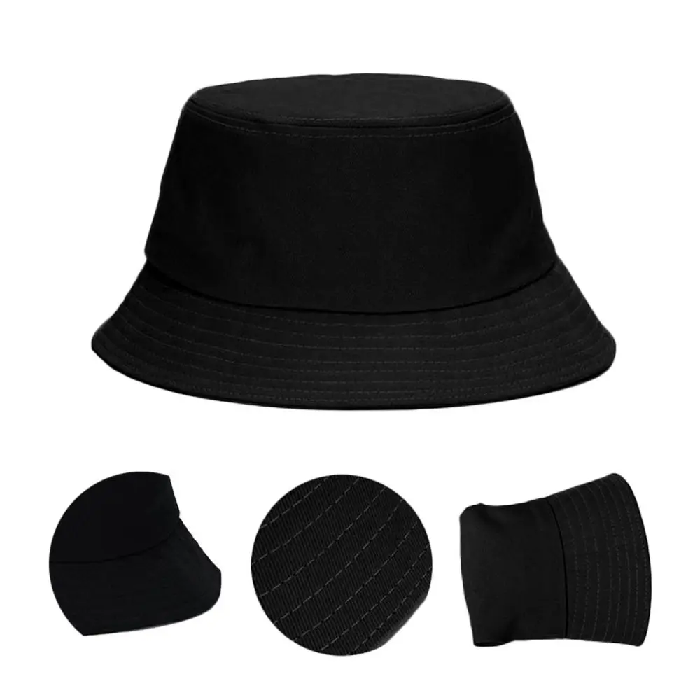 

Hot Adult Kids Summer Foldable Bucket Hat Solid Color Hip Hop Wide Brim Beach UV Protection Round Top Sunscreen Fisherman Cap