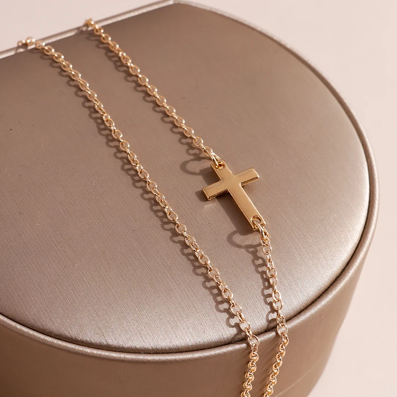 

New Girls Simple Cross Chain Necklaces Clavicle Chain Necklaces & Pendants for Women Gothic Neck Jewelry