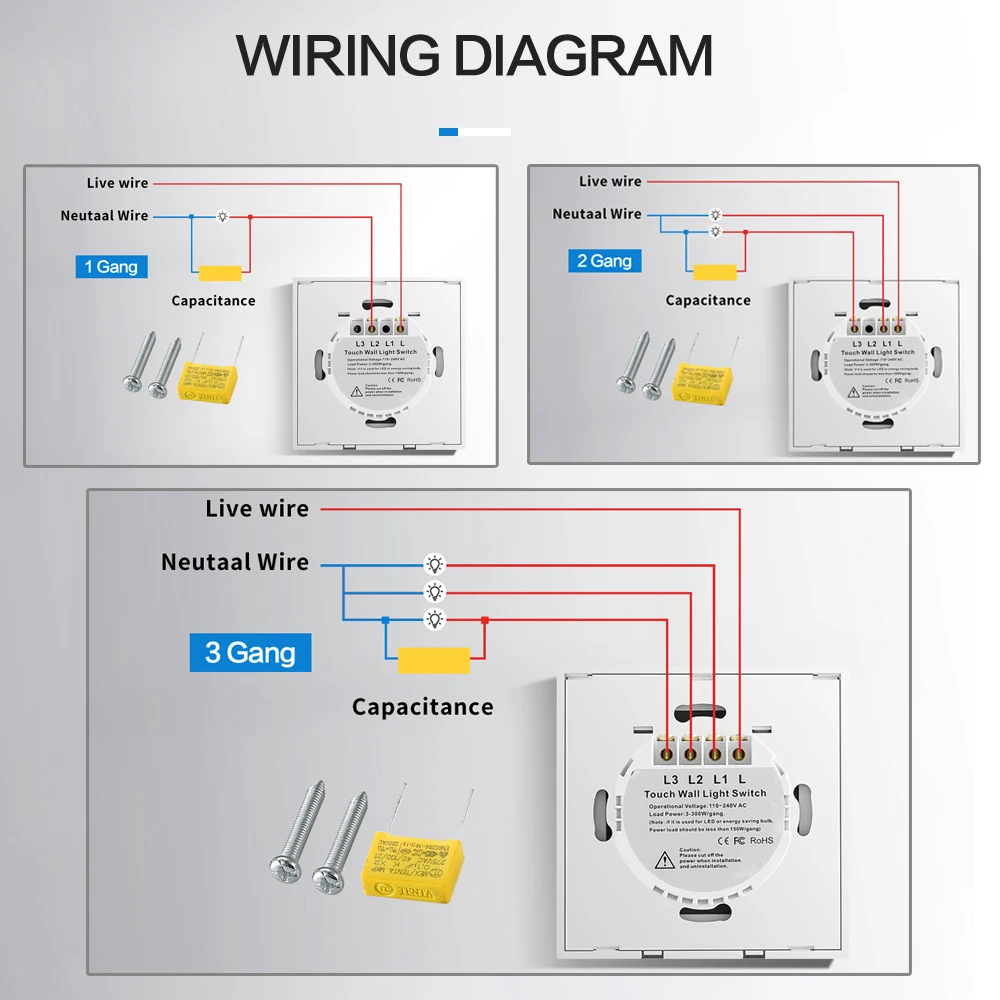 BONDA Sensor Switch Wall Touch Switches 220V Light Smart Home Crystal Glass Panel Waterproof Easy To Clean 4 Colors Available |
