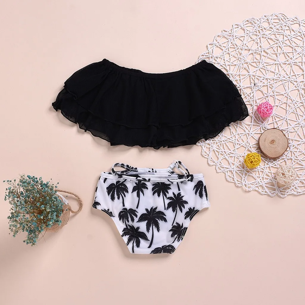 Детский летний топ без пятки гофрированный кокосовый купальник бикини с принтом