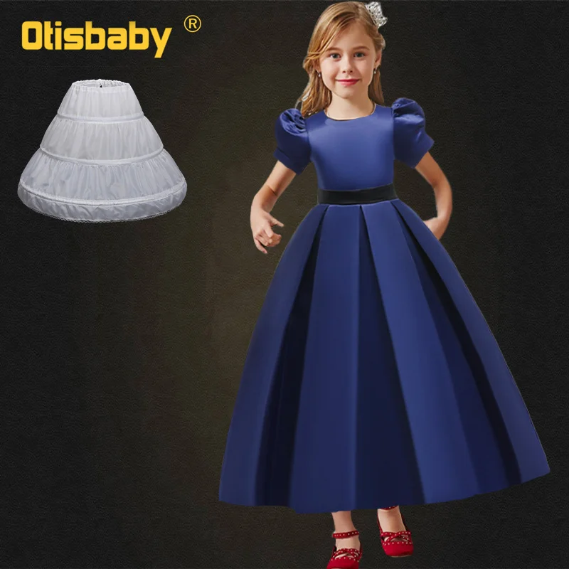 Blue Изысканные платья с пышными рукавами для подростков 12, 13, 14 лет, элегантные платья для причастия для девочек, красивое выпускное платье - Цвет: Blue