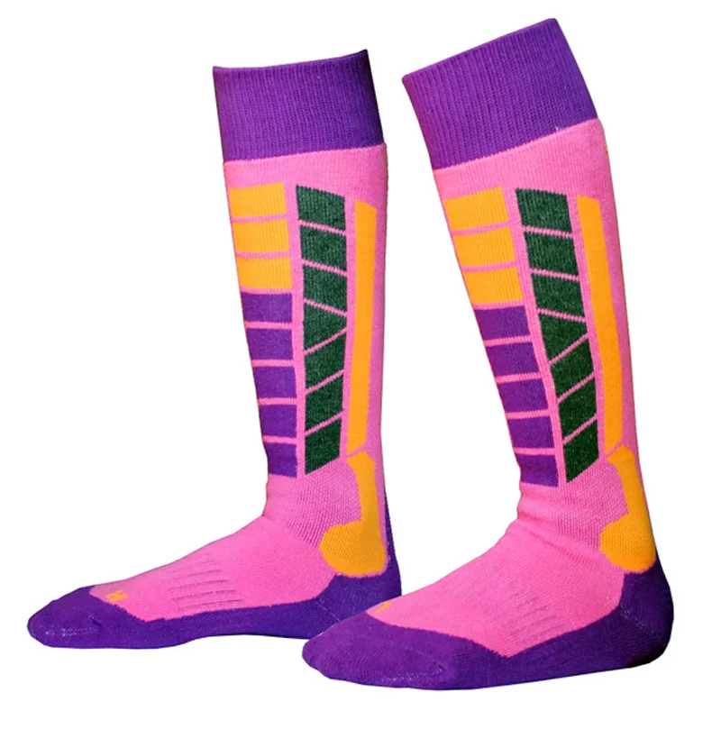 Pink A(EUR35-38) Утолщенные зимние катания на коньках длинные Лыжные носки чулки Защита ног теплые спортивные носки для Дети Девочки Мальчик Дети - Цвет: Pink A(EUR35-38)