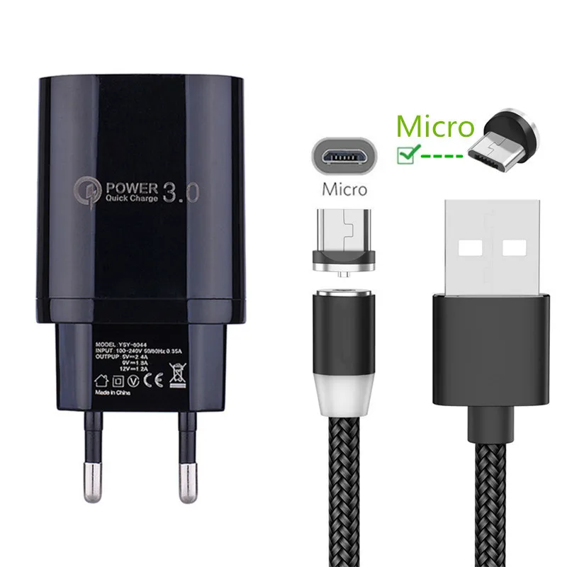 Магнитный Кабель Micro usb QC 3 0 Быстрая зарядка зарядное устройство для Samsung S7 J4 Nokia 6