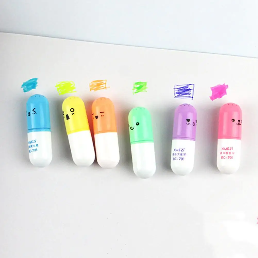 Офисные канцелярские принадлежности 6 шт./компл. мини-маркер в форме таблетки