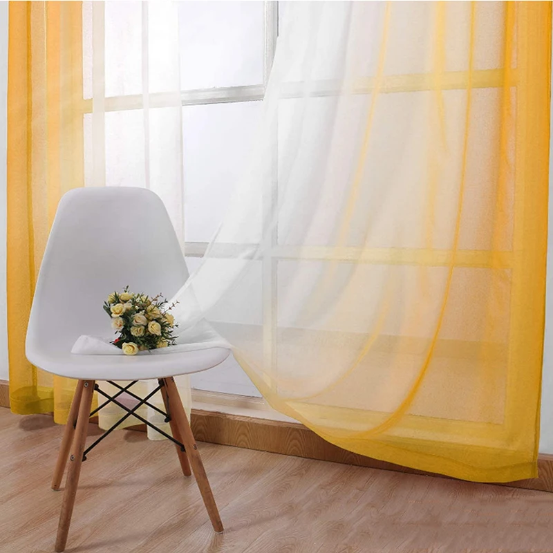 

Сетчатая занавеска, оранжевая Тюлевая занавеска с градиентом для гостиной, спальни, кухни, короткая фотография