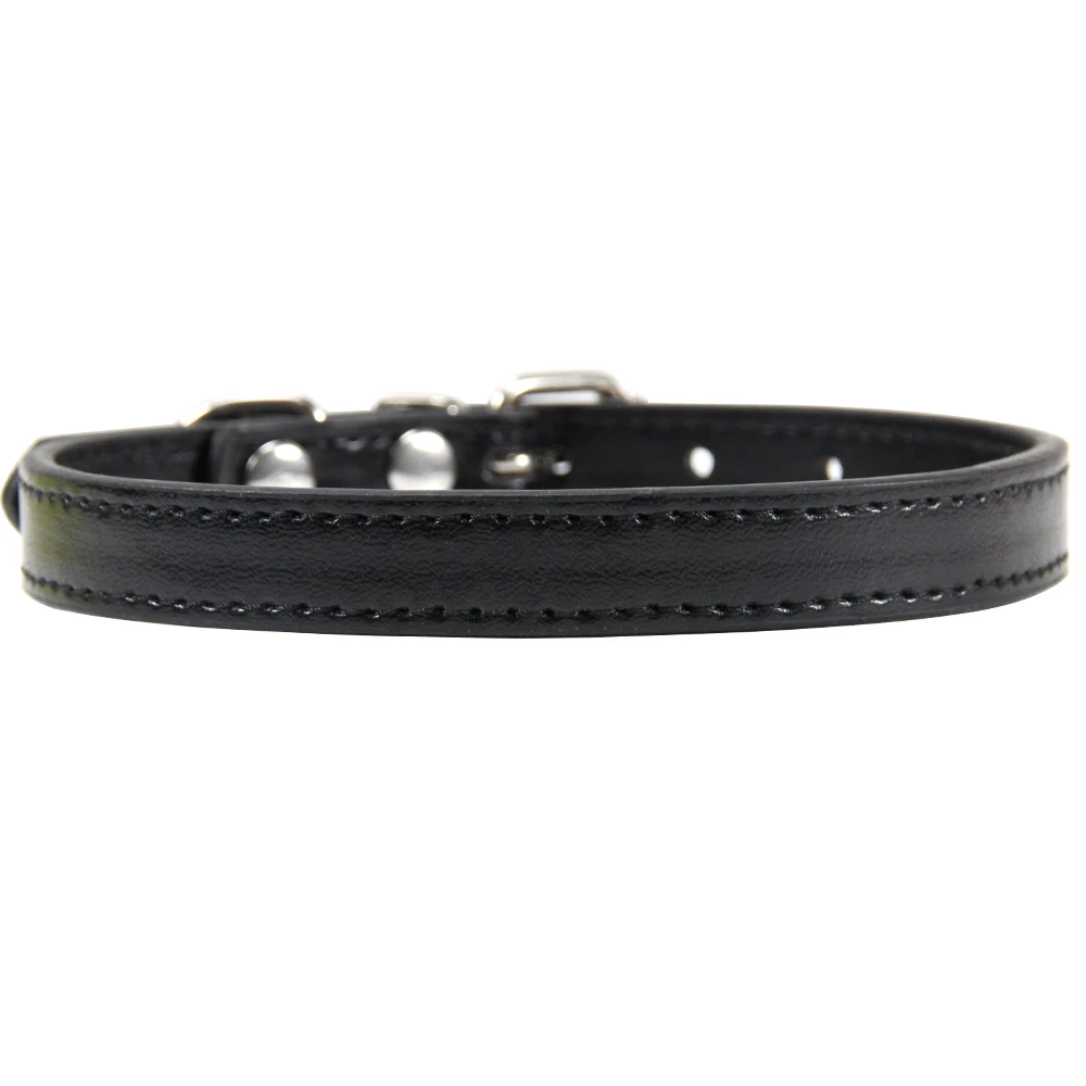 Black Dog Cat Collar 16 шт./лот,, 16 цветов, ошейник для питомцев кошек, собак из искусственной кожи, ошейники для щенков, ошейники для маленьких и средних собак, Starp XS/S/M/L/XL - Цвет: Black Dog Cat Collar